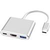 Zhongguiming Cellulare V125 UCB-C/Type-C maschio a PD + HDMI + USB 3.0 femmina 3 in 1 convertitore (argento) (oro) (grigio)(Silver)