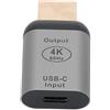 KIMISS Adattatore da USB-C Femmina a HDMI Maschio,Adattatore da tipo C a 4K UHD - Compatibile con macOS - Connettore da femmina a maschio in lega di alluminio tipo C