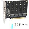 Qiilu Scheda Adattatore, 4 Porta M.2 NVMe SSD a PCIE X16 M Chiave Hard Disk Convertitore Lettore Scheda di Espansione