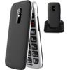 FEGA Telefono Cellulare per anziani 4G, Telefoni Cellulari Tasti Grandi per Persone Anziane, Pantalla 2,4 display, 1300mAh con Base di Ricarica, Funzione SOS, Volume alto, FLIP 4G Blu