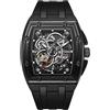 DAXIAOYU Trend Skeleton Gear - Orologio da uomo con cinturino in silicone, automatico, meccanico, impermeabile fino a 3 atm, luminoso, orologio sportivo di lusso, nero, Lusso