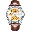 RORIOS Orologio da Polso Coppia Meccanico Orologi Uomo Donna Orologio Automatico Acciaio Inossidabile Orologio Luminosi Scheletrato Orologio Lavoro Elegante Marrone Bianco B