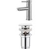 Ibergrif GRIFEMA Set Rubinetto Lavabo + Scarico Pop Up - Miscelatore Monocomando in Acciaio Inox Antimpronta Grigio + Piletta Universale con Troppopieno, Facile da Installare, Compatibile con Tutti i Lavabi