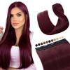 Elailite Extension Clip Capelli Veri Fascia Unica #99J Vino Rosso - 25cm 100% Remy Human Hair Naturali Lisci 40g