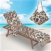 Surwin Telo Mare per Lettino Microfibra, Leopardato 3D Fodera per Sedia da Spiaggia Copertura per Sedia di Sdraio con Tasche Laterali, Asciugamano per Spiaggia Piscina Sport (75x210cm,Crema)