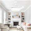 Lrenjon 120 cm Ventilatore Da Soffitto con Luce e Telecomando, Lampadario Ventilatore da Soffitto con Pale a Scomparsa 6 Velocità Reversibile, Lampada LED con Ventilatore Silenzioso per Camera-120cm