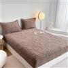 FANSU Lenzuolo Matrimoniale Pile, Lenzuola Letto Pile Tinta Unita, Elasticizzato Confortevole e Morbido Lenzuolo Sotto Farfalla Jacquard Coprimaterasso (Caffè,90x190cm)