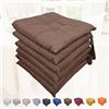Generico CECARO GROUP Set 6 Cuscini Sedia Con Lacci 4 Punti Comodi Made in Italy in Cotone Imbottiti e Spessi 6 Cm (MARRONE)