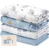 Yoofoss Copertina Neonato in Mussola 4 Pack Coperte Mussola per Neonato Odori Resistenti Anti Batteri 120x120 cm Cotone Fibra Bambù Asciugamani Bambini Copertine Morbide