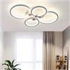 Comely Plafoniera LED, 42W Lampadario LED Dimmerabile a Cerchio, 4 Anelli Lampada da Soffitto in Acrilico per Soggiorno, Camera da Letto, Cucina, Ufficio, Bianco