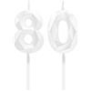DTXLX Candele per il 80° compleanno, candele bianche con numero decorazione di compleanno, decorazione per torta di buon compleanno, per feste di compleanno, matrimoni, anniversari aziendali