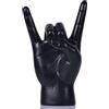QIANLING Statua della mano con gesto rock in resina nera da 7,7 pollici - Scultura decorativa da tavolo per amante della musica della cultura rock per la decorazione di casa o ufficio, scrivania e libreria