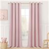 MRTREES Tende Oscuranti per Interni Cameretta Bambina Rosa Chiaro 2 Pezzi 140X260 CM, Tenda Oscurante da Interno con Anelli, Tende Termiche Isolanti per Camera da Letto Soggiorno Salotto