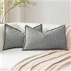 Artscope 2 Pezzi Lino Copricuscini Decorativo Federe 30x50cm, Grigio Scuro | Morbido Cuscini in Finto Lino per Domestica Soggiorno Camera da Letto Divano