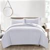 AR Ware Set copripiumino king size, a righe in raso, di qualità alberghiera, con 2 federe, ipoallergenico, morbida microfibra reversibile (bianco)