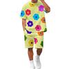 Generico Completo Estivo da Uomo 2 Pezzi Casual T-shirt a Manica Corta e Pantaloni Elastico in Vita con Tasche Coulisse Leggero e Comodo Tute da Ginnastica Taglie Forti per Jogging Fitness Spiaggia (Yellow, L)