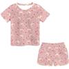 Showudesigns Pigiama corto da bambina, 3-16 anni, a maniche corte, con tasca, Simpatico maialino., 9-10 Years