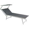 SUNNY STAR LETTINO CON PARASOLE IN TEXTILENE 186x61x38cm STRUTTURA IN ALLUMINIO GRIGIO
