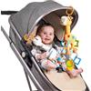 TUMAMA Giochi Neonato 0-12 Mesi - Sonaglio Neonato Peluche, 2 Pezzi Peluche di Giraffa Zebra per Buttafuori, Seggiolino Auto e Carrozzina, Regalo Giochi per 0+ Mesi Bambini