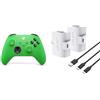 Xbox Wireless Controller - Velocity Green Series X|S, One e Device Windows+Venom Confezione da due batterie ricaricabili ad alta capacità da 1100 mAh - bianche