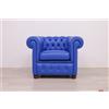 VAMA Divani Piccola poltrona Chesterfield in Pelle Blu Cobalto