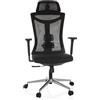 HJH Office sedia da ufficio ergonomica KAMIAK sedia girevole con poggiatesta 3D, schienale con supporto lombare regolabile in altezza, nero