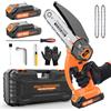 XIAZIR Mini motosega da 6 pollici a batteria, motosega a batteria da 21V/2Ah per potatura rami con 2 batterie, motosega elettrica portatile a mano con blocco di sicurezza, per taglio legno e potatura alberi