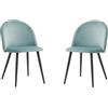 EGOONM Set di 2 Sedie da Pranzo, Sedia in Stile Nordico in Velluto con Pieds en Métal Noir, Sedie da Cucina (Verde-Nero Piedi)