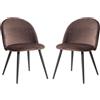 EGOONM Set di 2 Sedie da Pranzo, Sedia in Stile Nordico in Velluto con Gambe in Metallo Sedie da Cucina (Marrone)
