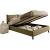 Web Convenienza Letto Matrimoniale con Contenitore - Rete Letto 160x195 cm - Made in Italy - Struttura in Fibra di Legno - Testata Imbottita con Giroletto Coordinato - in Vari Colori (rete e box - Velluto Sabbia)