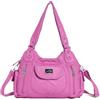Angel Kiss Borsa a tracolla da donna, in pelle lavata, borsa tote bag mutipocket Hobo Purse, Rosa 6