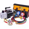 BACOENG 4.5CFM Pompa Vuoto per Condizionatori con Kit Manometri Condizionatori 4 Vie per Mini Split/HVAC/Auto AC, Kit Ricarica Aria Condizionata per R134A R410A Refrigeranti