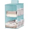 XiXiRan Organizer per Armadio Pensile, Organizzatore Armadio Interno, Pieghevole Portattuto da Appendere con 2 Scomparti 6 Tasche Laterali a Rete, 30 * 22.5 * 80cm (Blu a Due Strati)