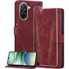 binandteam Cover a Libro per Xiaomi Redmi A5 4G (6.88) con Vetro Temperato,Custodia in Pelle PU Magnetica Flip Porta Carte Wallet Supporto Portafoglio Case - Rot