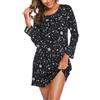 ENJOYNIGHT Camicia da notte da donna, a maniche lunghe, in cotone, con stampa, Stella di luna nera, M