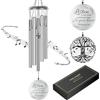 Mooncraftlogy Sympathy Wind Chimes for Loss of Loved One, Memorial Windchimes for Lost Father Mother, Remembrance Bereavement Gift, in Memory of Dad Mom Metal Funeral Decor for Garden Outdoor (39" Silver)