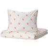 Ikea BARNDRÖM copripiumino e federa, 150x200/50x60 cm, motivo cuore bianco/rosa