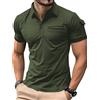 crazy bean Polo Uomo Estiva Maglietta Corta Manica da Uomo Camicia con Scollo a V e Bottoni Sportiva Polo Shirt Casual Golf Top con Tasche Verde XL
