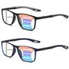 Hubeye Occhiali da lettura sportivo da uomo e donna Lettori ultraleggero TR90 Confortevole Flessibile Occhiali anti luce blu (Nero+Blu, 1.00)