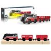 DxxD Trenino Elettrico per Bambini, Locomotiva ad Azione a Batteria con Suono e Luce, Trenino Legno Giocattolo, Treno compatibile con Thomas Brio, Giocattolo Regali per Bambino Ragazze Ragazzi 3+ Anni