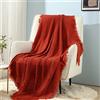 CREVENT Coperta in Maglia per Divano e Sedia, Traspirante, Leggera, per Primavera, Estate, Autunno, 127 x 152 cm, Colore: Arancione Bruciato/Rosso Mattone Ruggine, a Nido d'Ape, Natalizio