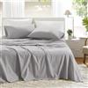 Comfort Spaces 100% Cotton Sheet Set Breathable, Lightweight, Soft with 14 Elastic Pocket Fits up to 16 Mattress, All Season Cozy Bedding, Matching Pillow Case, King Grey 4 Piece