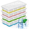 KOOSREEL Grande vassoio per cubetti di ghiaccio, 4 pezzi, stampo per cubetti di ghiaccio in silicone con coperchio per whisky, cocktail, birra, vino,impilabile e riutilizzabile (Verde+Blu+Rosa+Giallo)