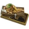 BC BUILDCLASSIC BC Catholic Sleeping St.Joseph Statue, with Case Base, Patron Saint Religious Figure Gift, Holder for Rosary, Inspirational Home Decor 8.8 inches L, Handmade by Buildclassic (Full Color)
