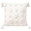 PLWORLD Federa per cuscino bohémien, 45 x 45 cm, con nappe, con pompon trapuntati, decorativo, in ciniglia color crema, per letto e divano, 1 federa per cuscino senza inserto