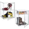 Attelite Set di 2 scatole per scarpe, organizer per scarpe e stivali, con divisore regolabile, in plastica trasparente, impilabili con coperchi, grande scatola portaoggetti da uomo, misura 44