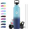 KollyKolla Borraccia Acciaio Inox 1 Litro, Bottiglia Termiche con Cannuccia, Isolamento Sottovuoto, Borraccia Termica Riutilizzabile, a Prova di Perdite, senza BPA, Termos per Scuola, Gimnasio, Campeggio