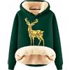 Generic Maglione Natalizio da Donna Felpe Sweatshirt Felpa con Cappuccio a Maniche Lunghe in Pile Invernale Natalizio da Donna Cardigan di Natale Renne S-XXL (Dark Green, XL)