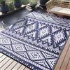 Homaxy Tappeto da esterno resistente alle intemperie, in plastica, pieghevole, lavabile, UV, reversibile, terrazza, campeggio, picnic (180 x 270 cm, blu navy e bianco)