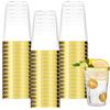 RAINPOP 60 bicchieri da festa in plastica dura da 10 oz/300 ml, riutilizzabili, per bevande, champagne, cocktail, in plastica per compleanni, matrimoni (bordo dorato)